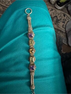 Sterling silver bracelet with multifaceted gemstones